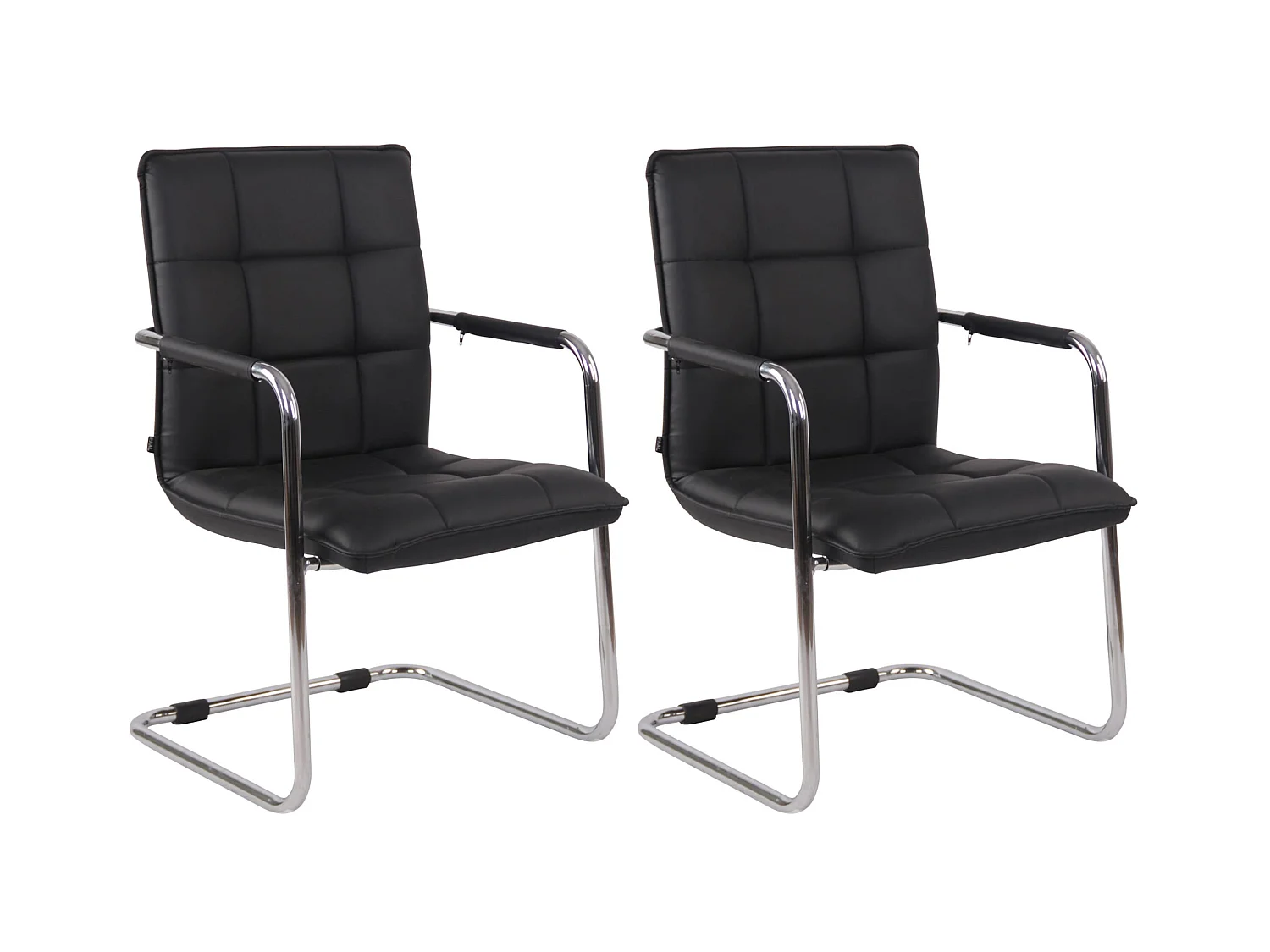 Lot de 2  chaises oscillantes - Similicuir & Métal - Noir - Gandia