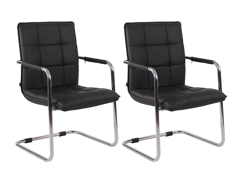 Lot de 2  chaises oscillantes - Similicuir & Métal - Noir - Gandia