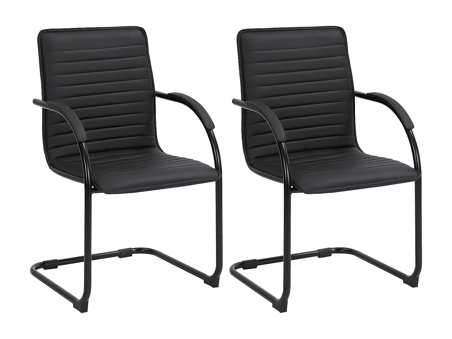 Lot de 2  chaises oscillantes - Similicuir - Noir / Noir - Tira