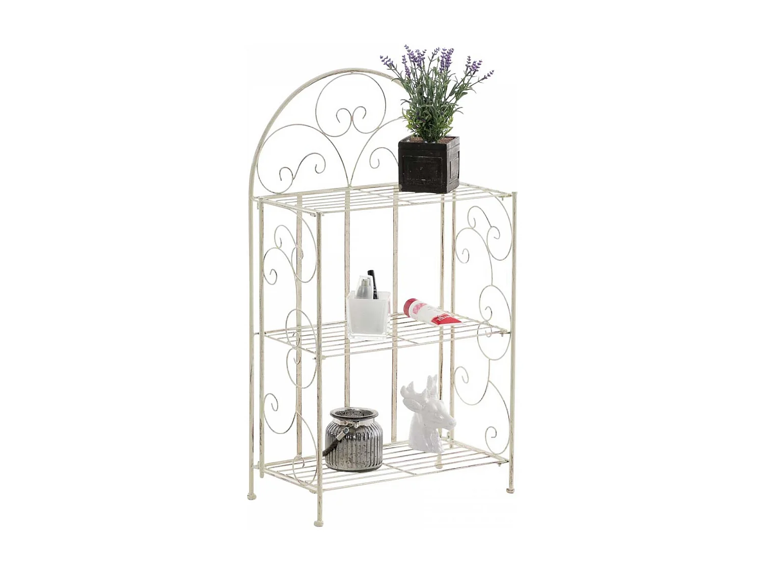 Scaffale in piedi - Metallo - 45.5 x 24 x 81.5cm - crema antica - Rosa