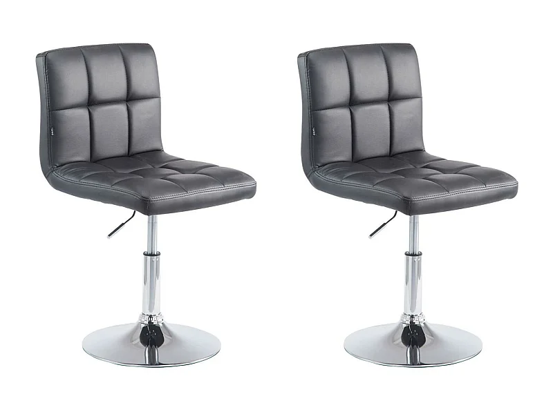 2er Set Drehsessel - Kunstleder & Metall in Chromoptik - schwarz - Palma V2
