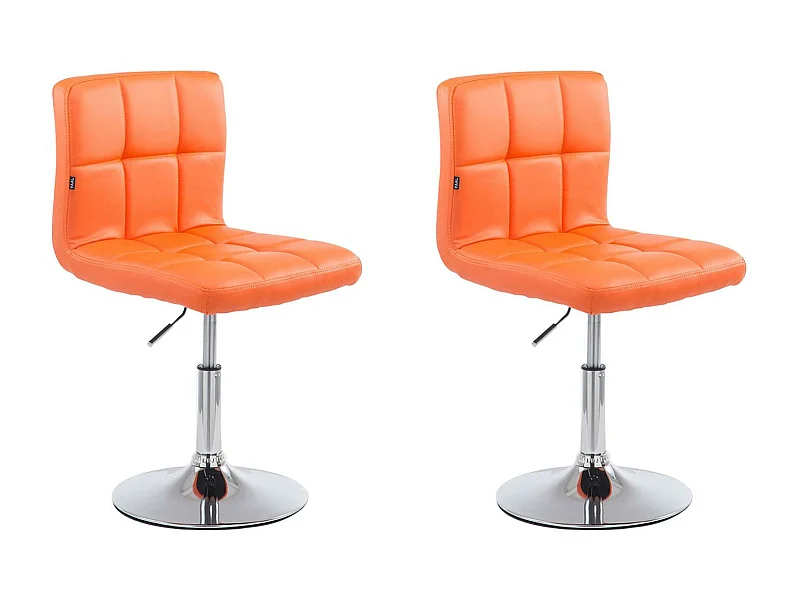 2er Set Drehsessel - Kunstleder & Metall in Chromoptik - orange - Palma V2