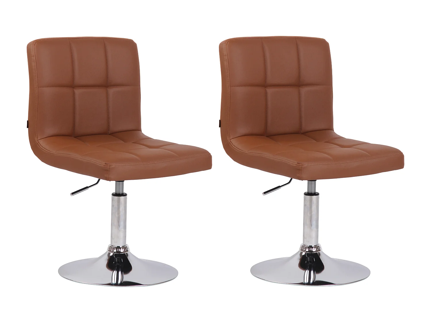Lot de 2  Fauteuil pivotant - Similicuir & Chrome - Marron clair - Palma V2