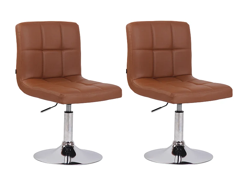 Lot de 2  Fauteuil pivotant - Similicuir & Chrome - Marron clair - Palma V2