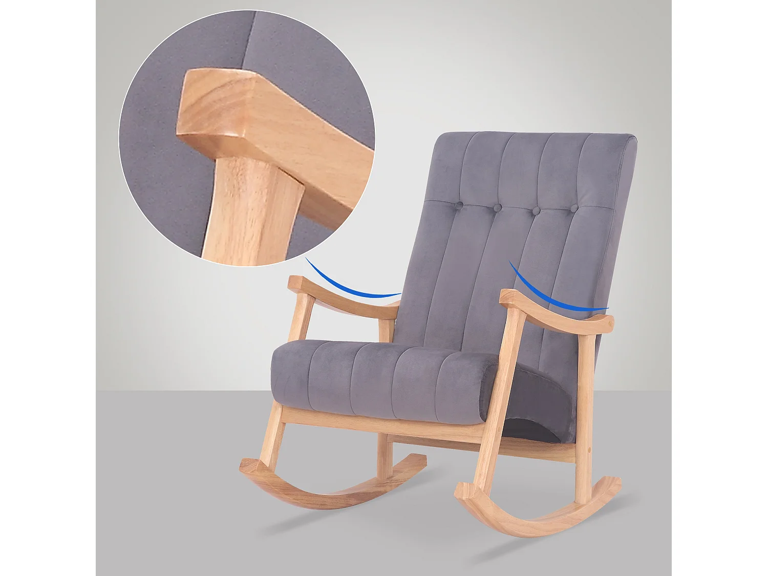 Fauteuil à bascule - Velours - Nature / Gris - Saltillo