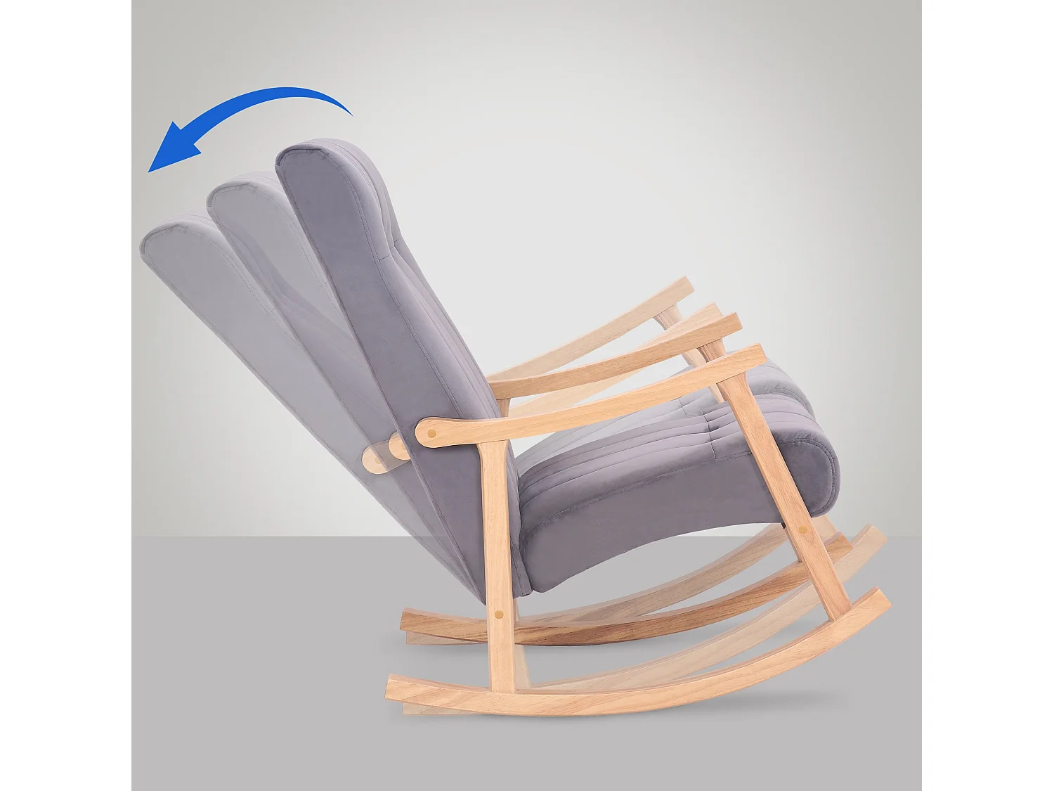 Fauteuil à bascule - Velours - Nature / Gris - Saltillo