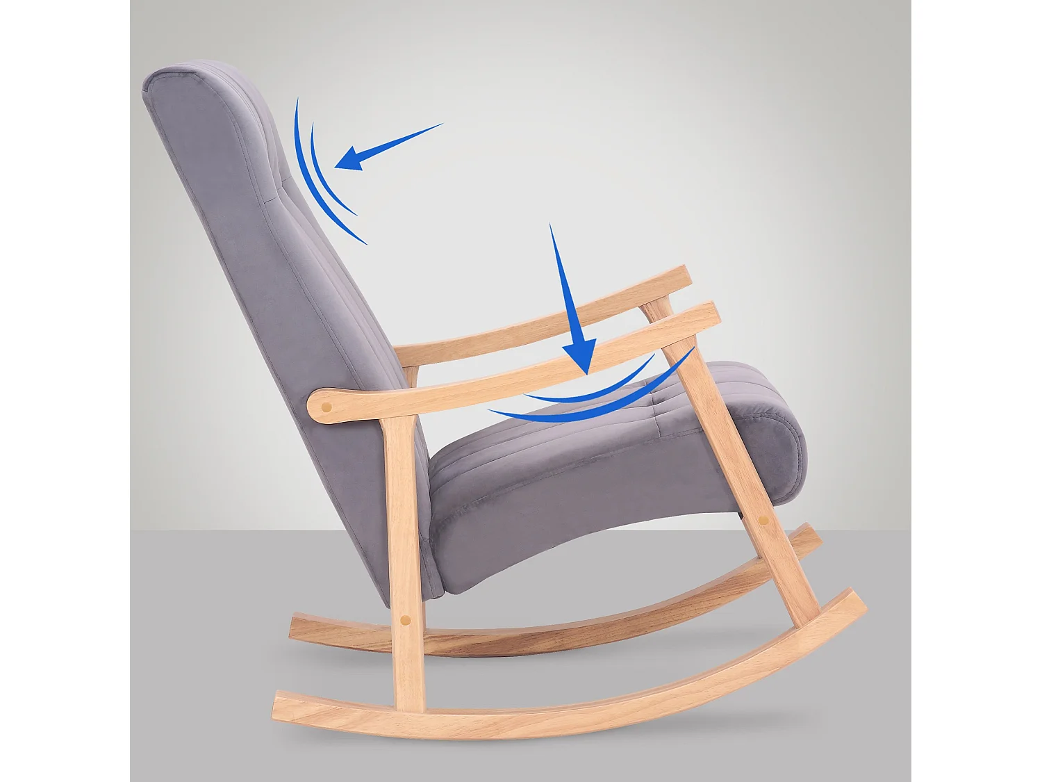 Fauteuil à bascule - Velours - Nature / Gris - Saltillo