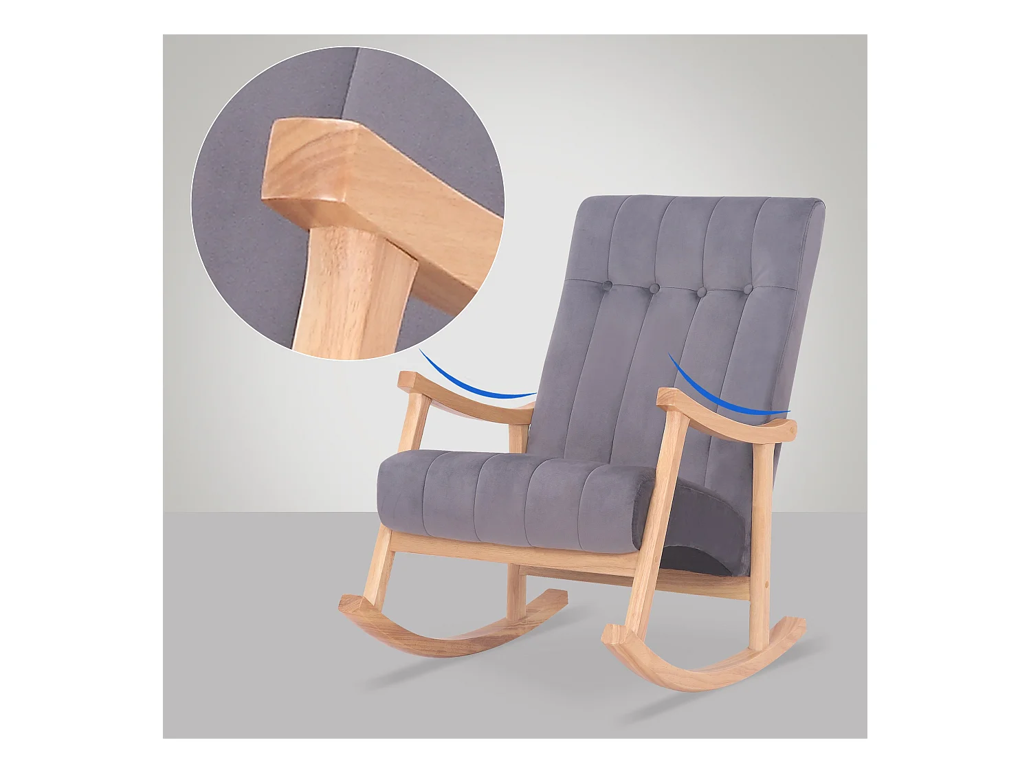 Fauteuil à bascule - Velours - Nature / Gris - Saltillo