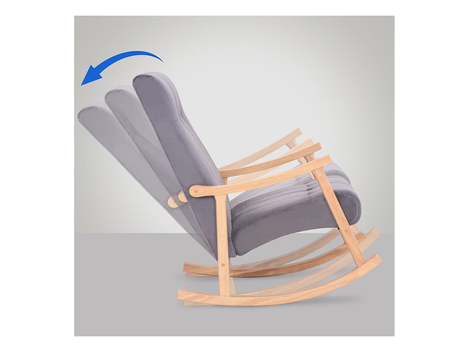 Fauteuil à bascule - Velours - Nature / Gris - Saltillo