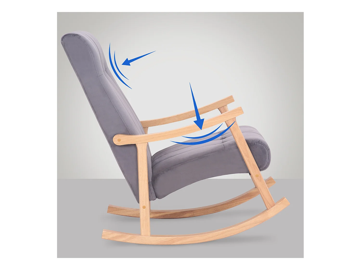 Fauteuil à bascule - Velours - Nature / Gris - Saltillo