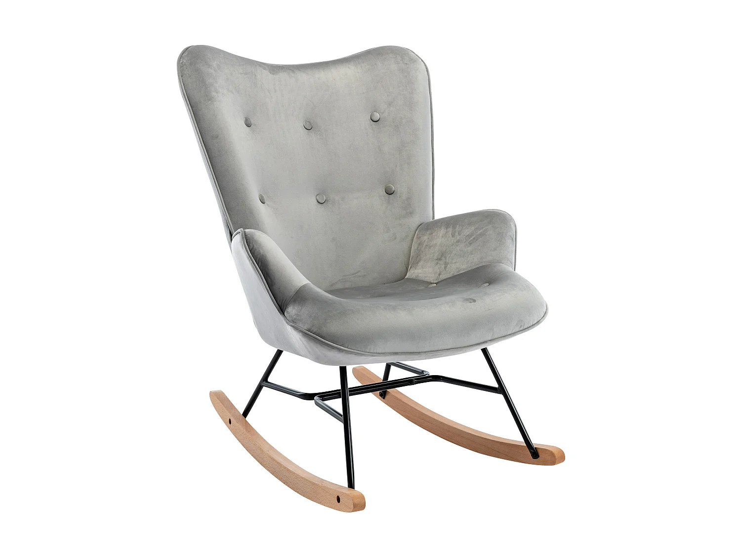 Chaise à bascule - Velours & Métal - Gris - Sanka