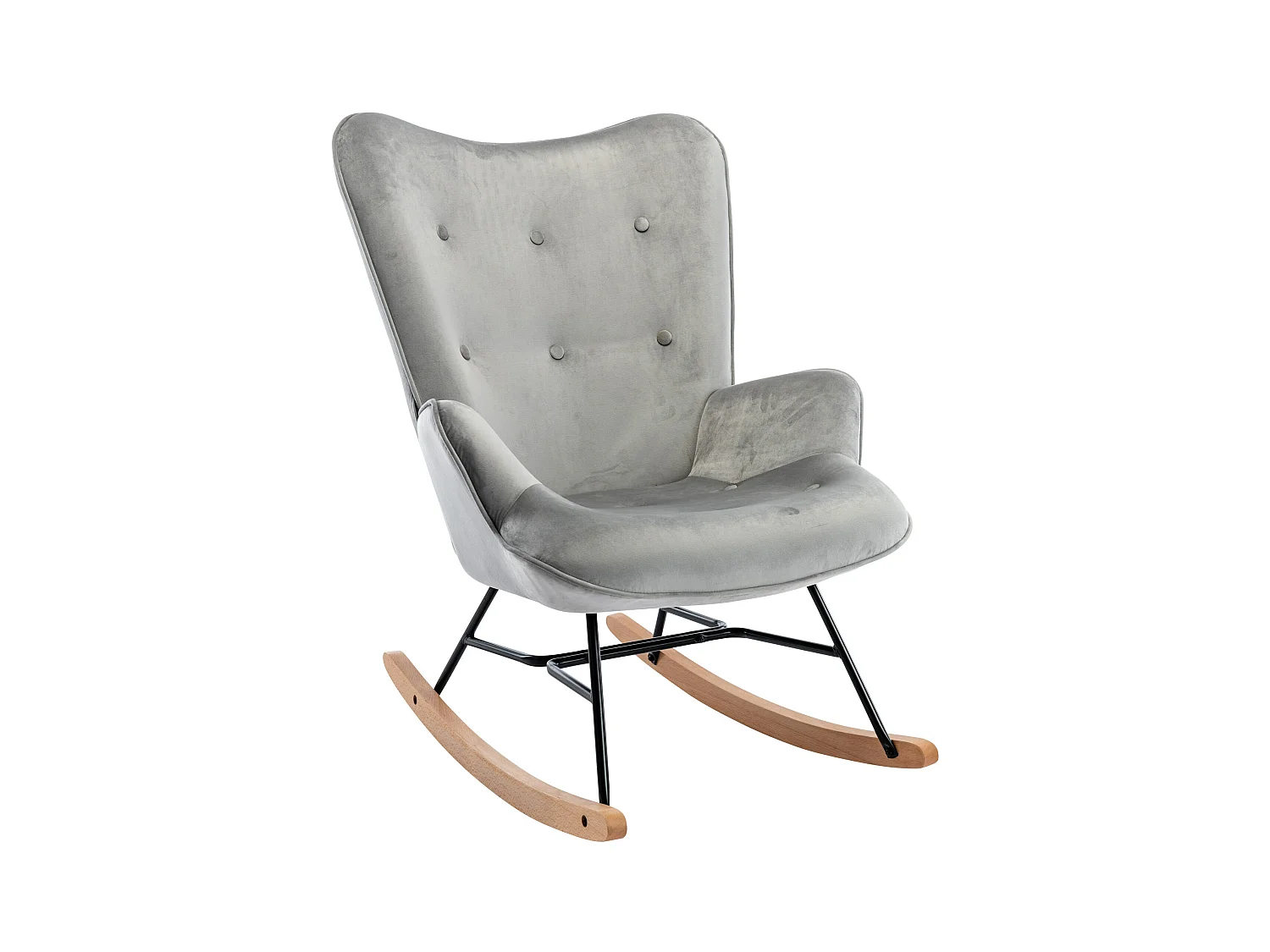 Chaise à bascule - Velours & Métal - Gris - Sanka