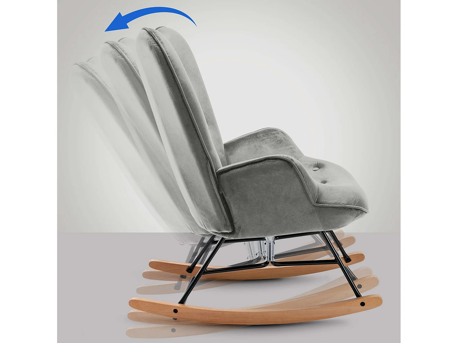 Fauteuil à bascule - Velours & Antique clair - Gris - Sanka