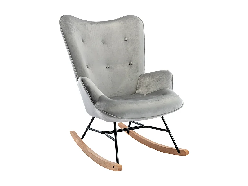 Chaise à bascule - Velours & Métal - Gris - Sanka