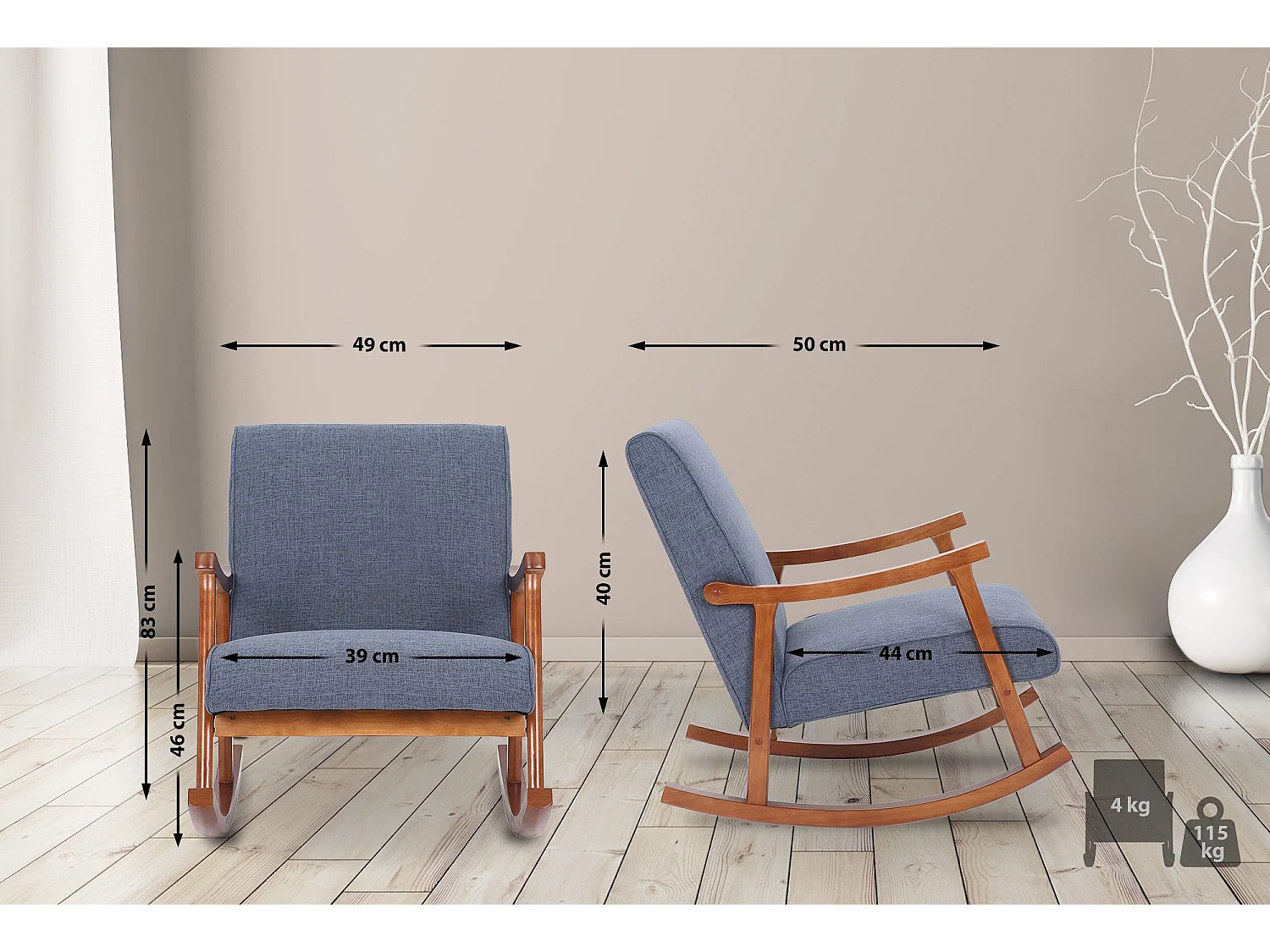 Sedia a dondolo - Tessuto - blu - Morelia