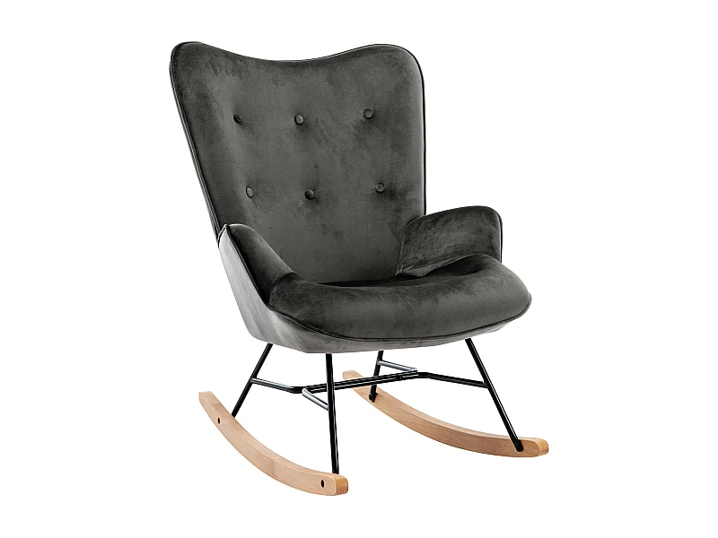 Chaise à bascule - Velours & Métal - Gris foncé - Sanka