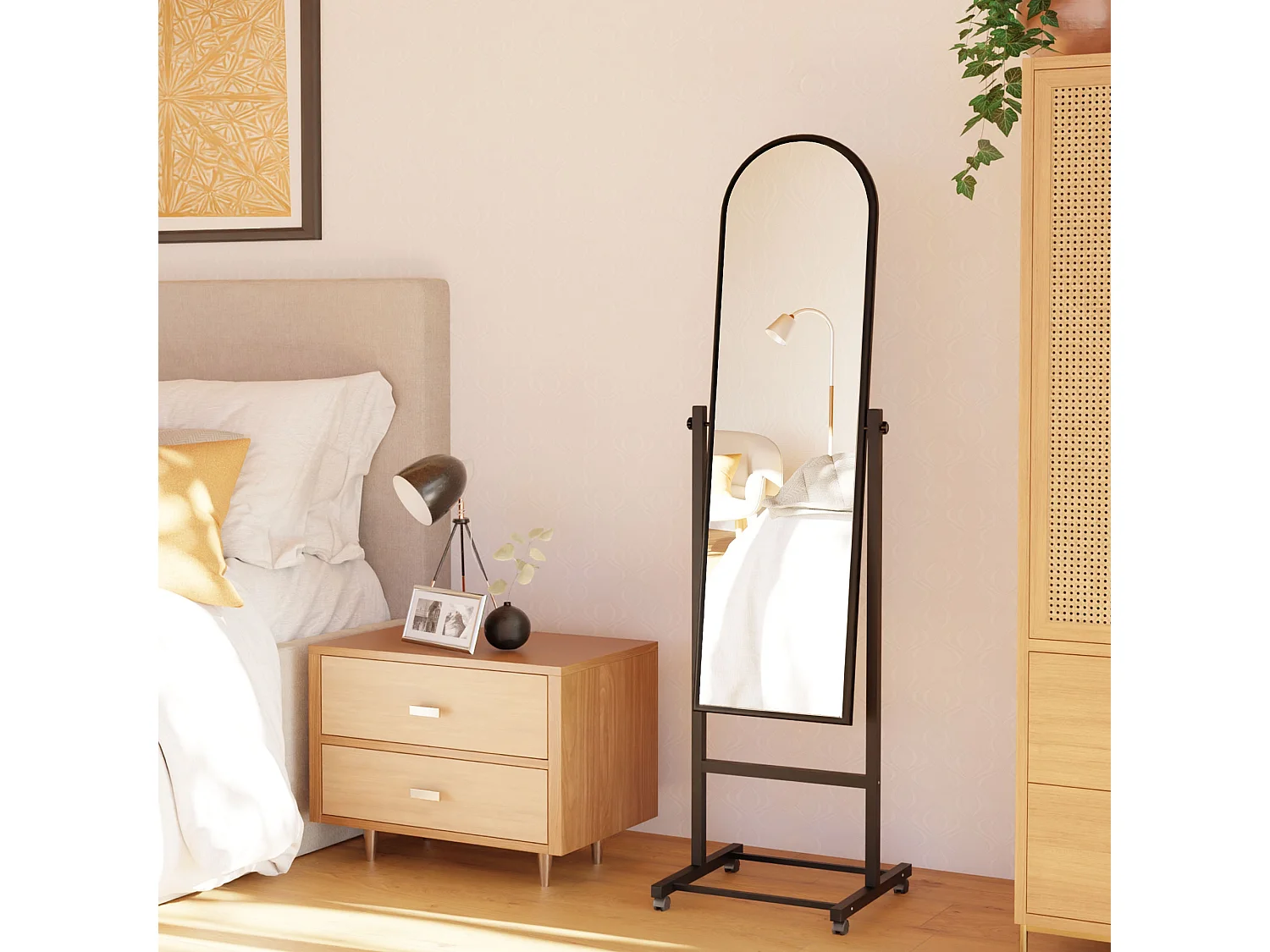 Miroir sur pieds - Bois - Noir - Evoir