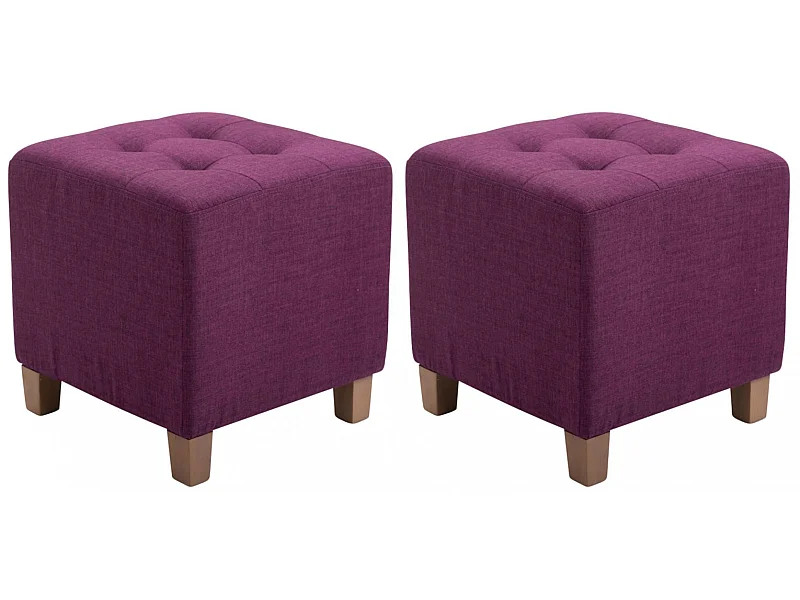 Lot de 2  Tabouret - Tissu & Bois - Violet - Pharao