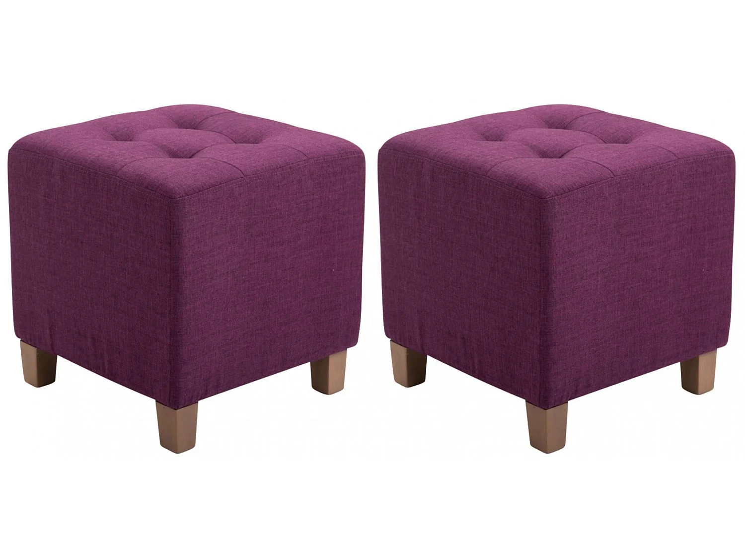 Lot de 2  Tabouret - Tissu & Bois - Violet - Pharao