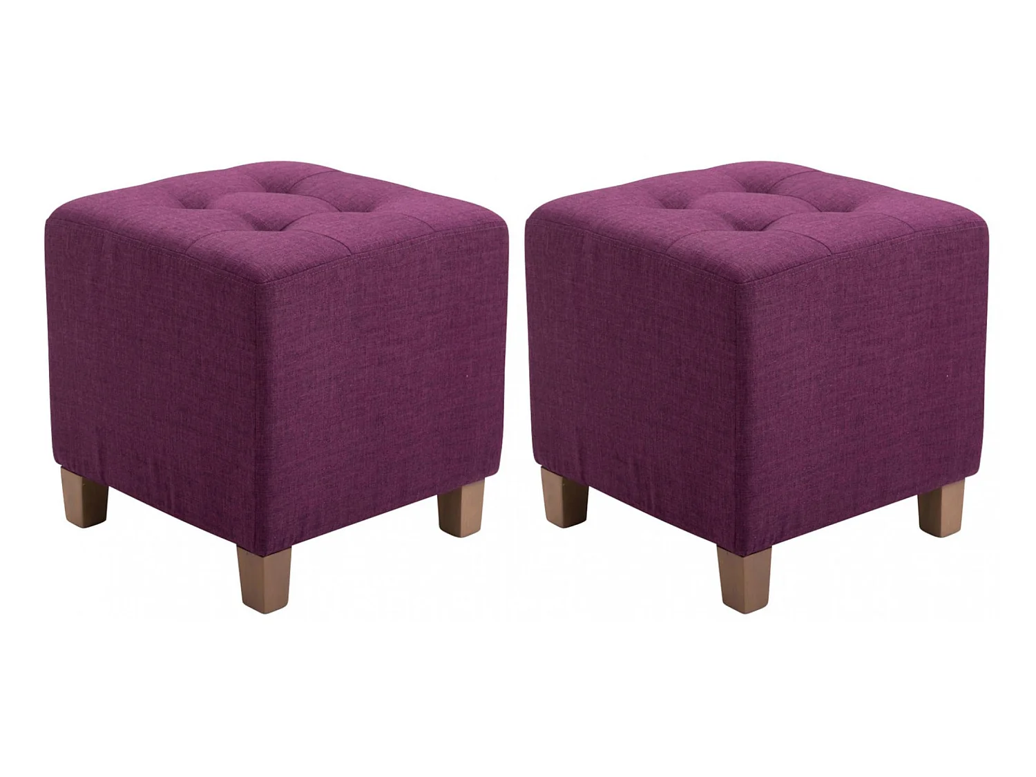 Lot de 2  Tabouret - Tissu & Bois - Violet - Pharao