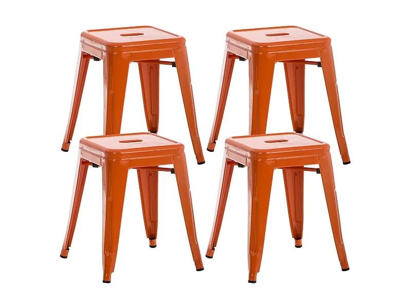4er Set Sitzhocker - Metall & Metall - orange - Armin