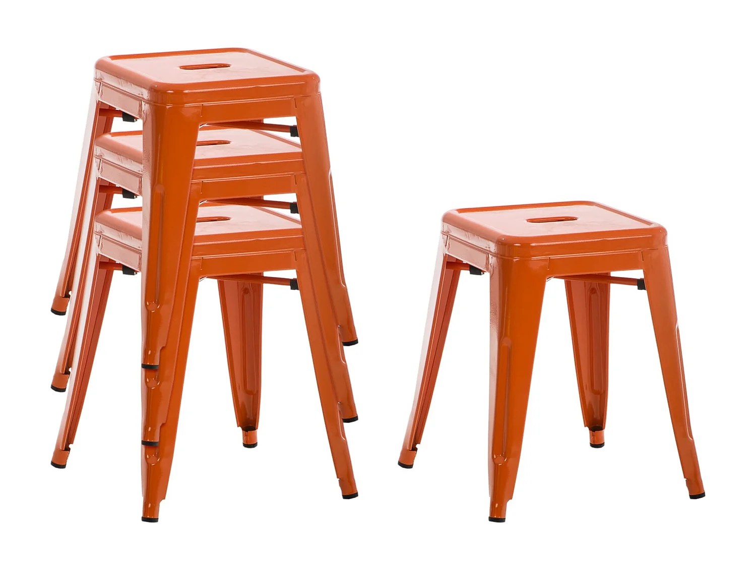 Lot de 4  Tabouret - Métal & Métal - Orange - Armin