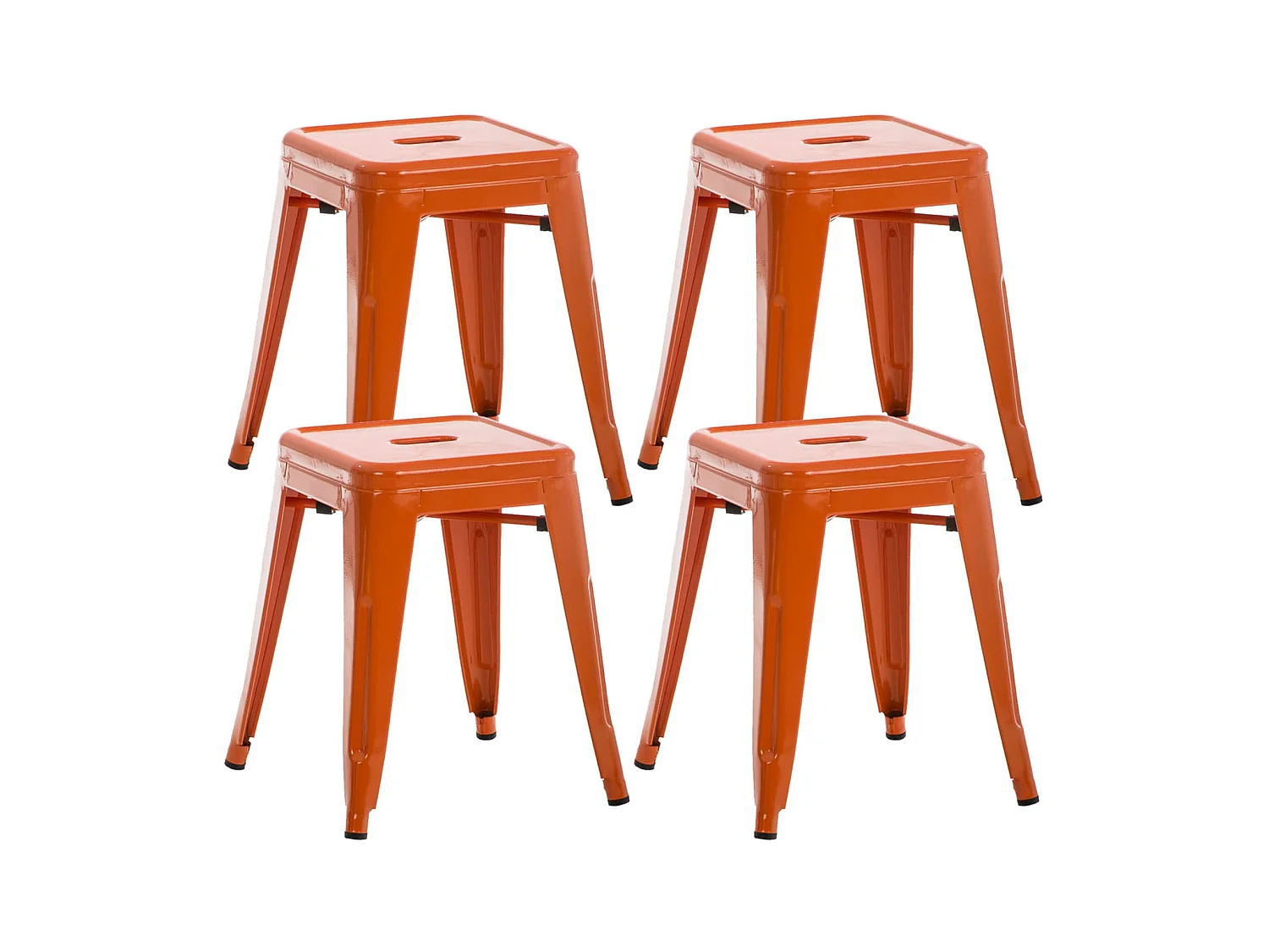 Lot de 4  Tabouret - Métal & Métal - Orange - Armin