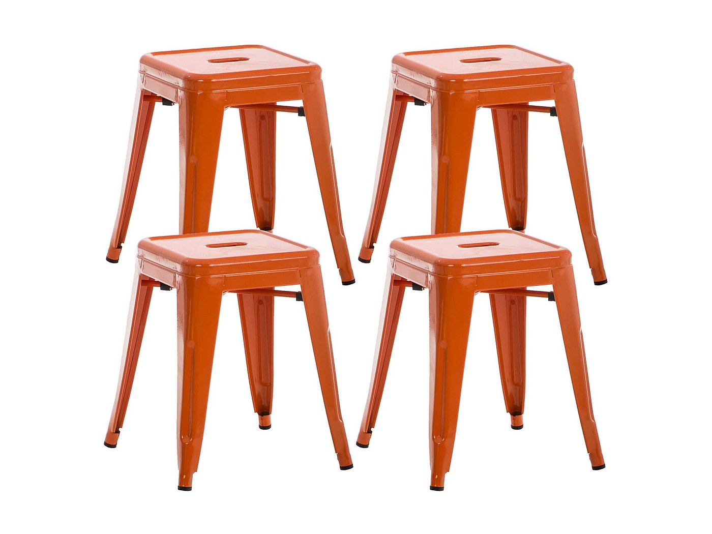 4er Set Sitzhocker - Metall & Metall - orange - Armin