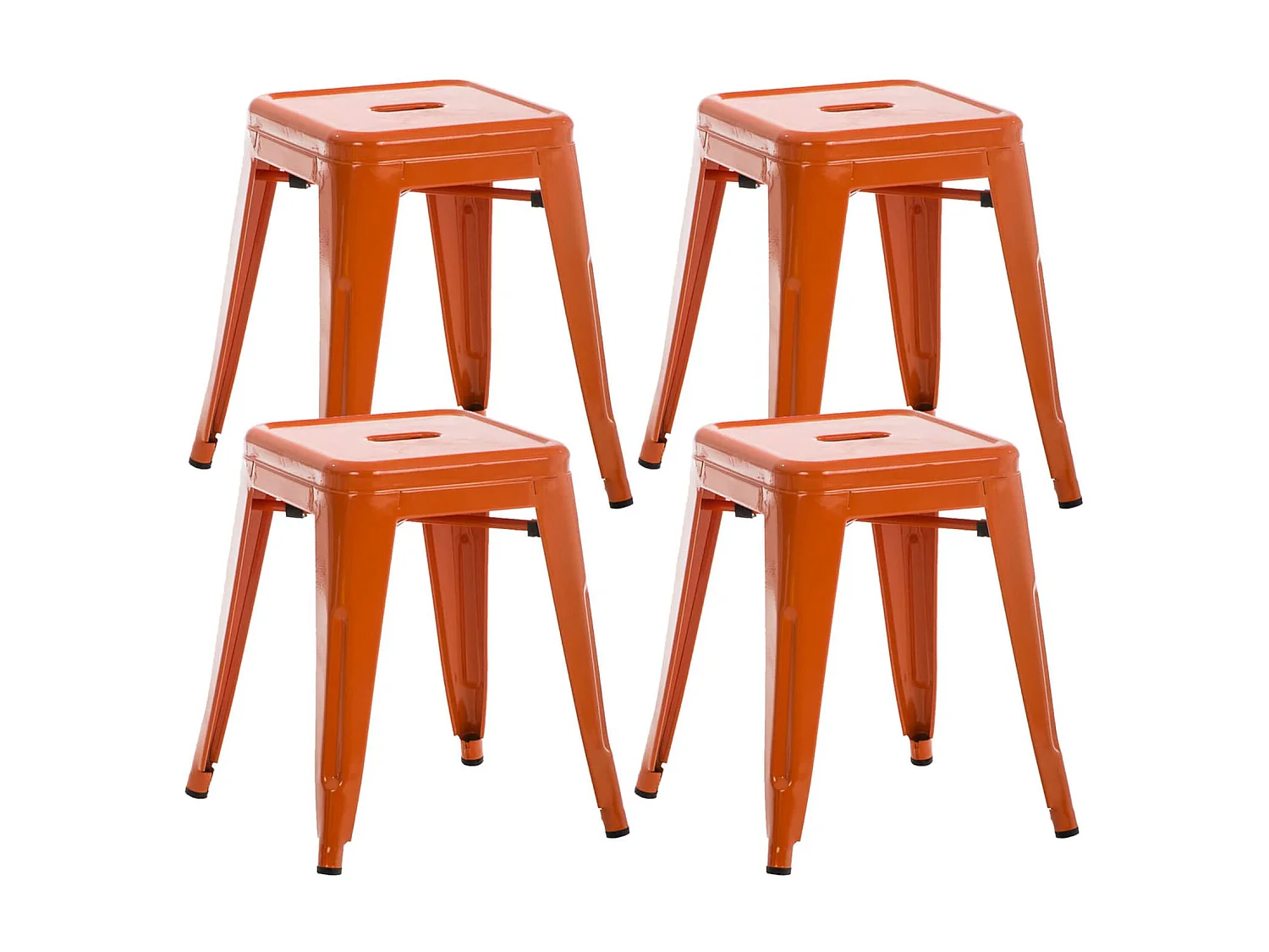 Lot de 4  Tabouret - Métal & Métal - Orange - Armin