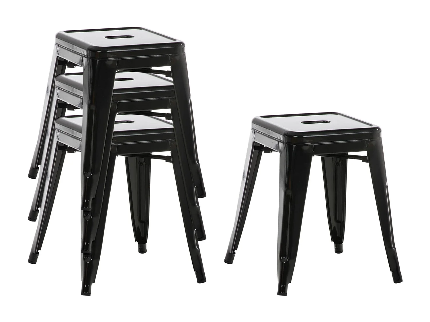 Set van 4  Kruk - Metalen & Metaal - zwart - Armin