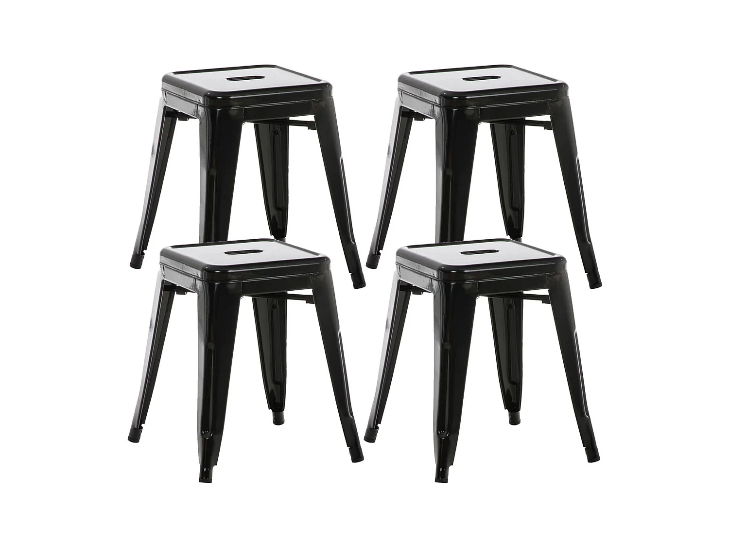 Lot de 4  Tabouret - Métal & Métal - Noir - Armin
