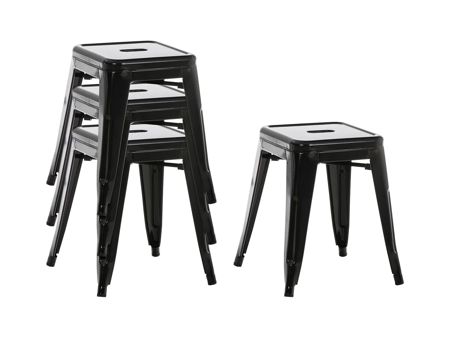4er Set Sitzhocker - Metall & Metall - schwarz - Armin