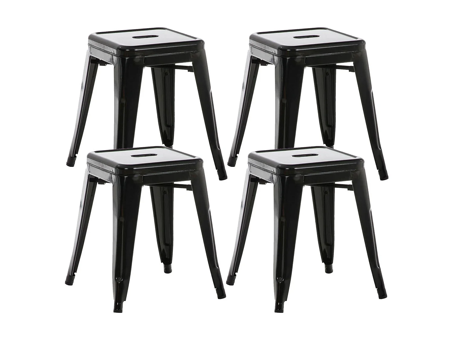 Lot de 4  Tabouret - Métal & Métal - Noir - Armin