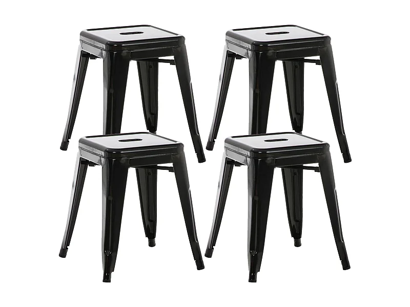 Lot de 4  Tabouret - Métal & Métal - Noir - Armin