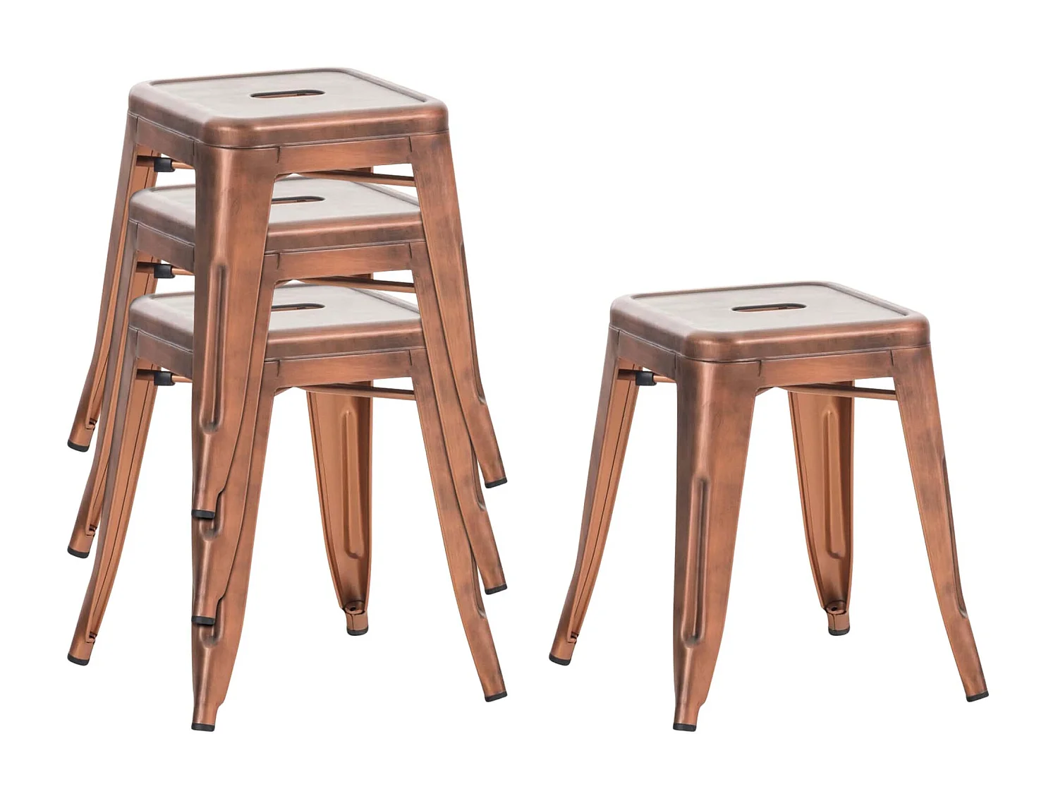 Lot de 4  Tabouret - Métal & Métal - Cuivre - Armin