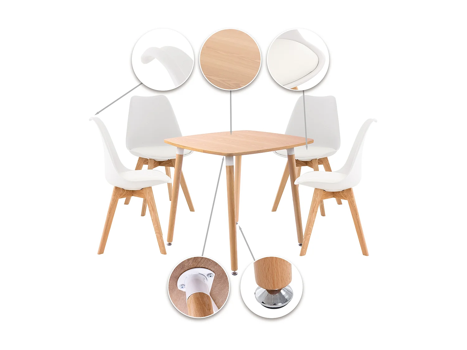 Ensemble de salle à manger - Table + 4 Chaises - Liborg