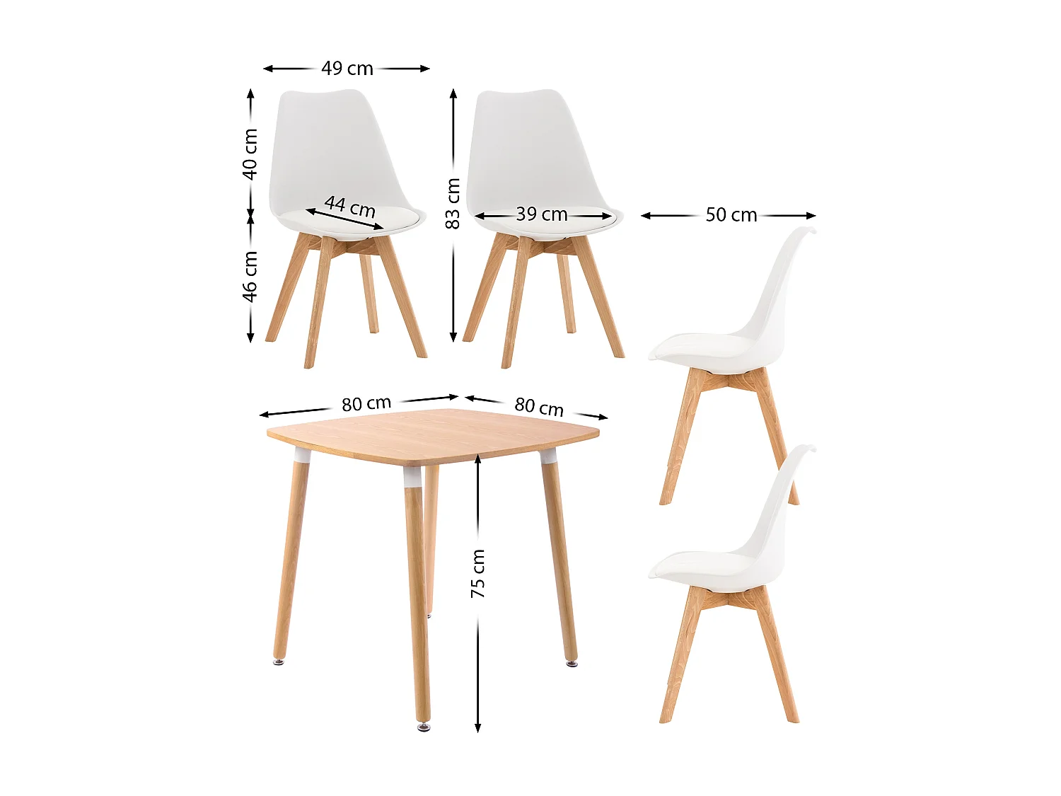 Ensemble de salle à manger - Table + 4 Chaises - Liborg