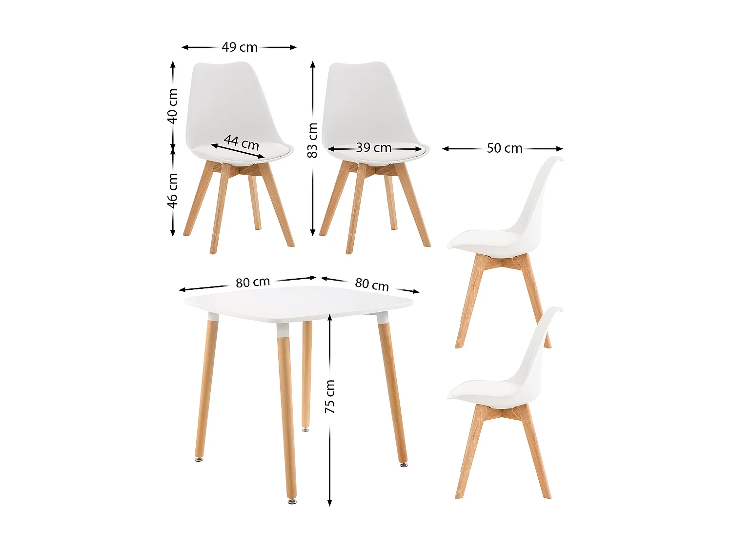 Woonkamer set - Tabel + 4 Stoelen - Liborg