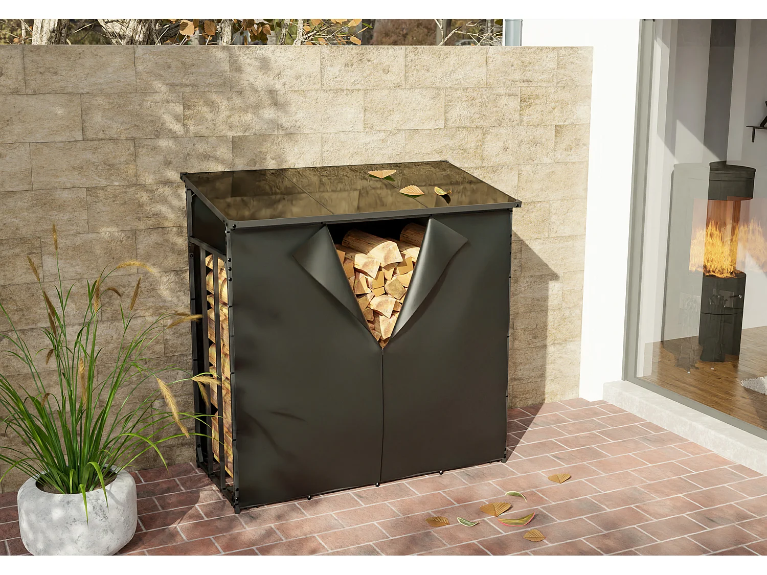 Housse de protection - Plastique - 143 x 145cm - Noir - Ruston