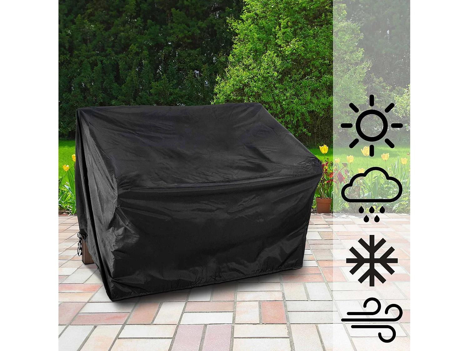Housse de protection - Plastique - 126 x 71 x 76cm - Noir - Gartenbank 120cm