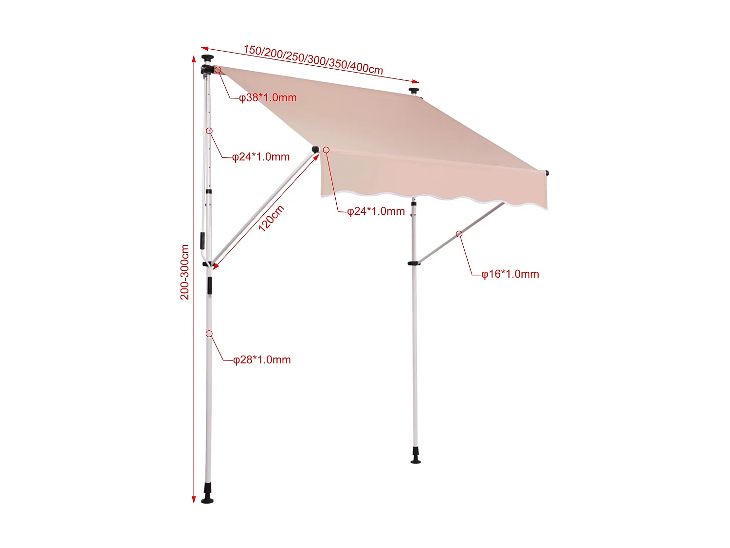 Auvent - Tissu - 400 x 120cm - Beige - Westerly