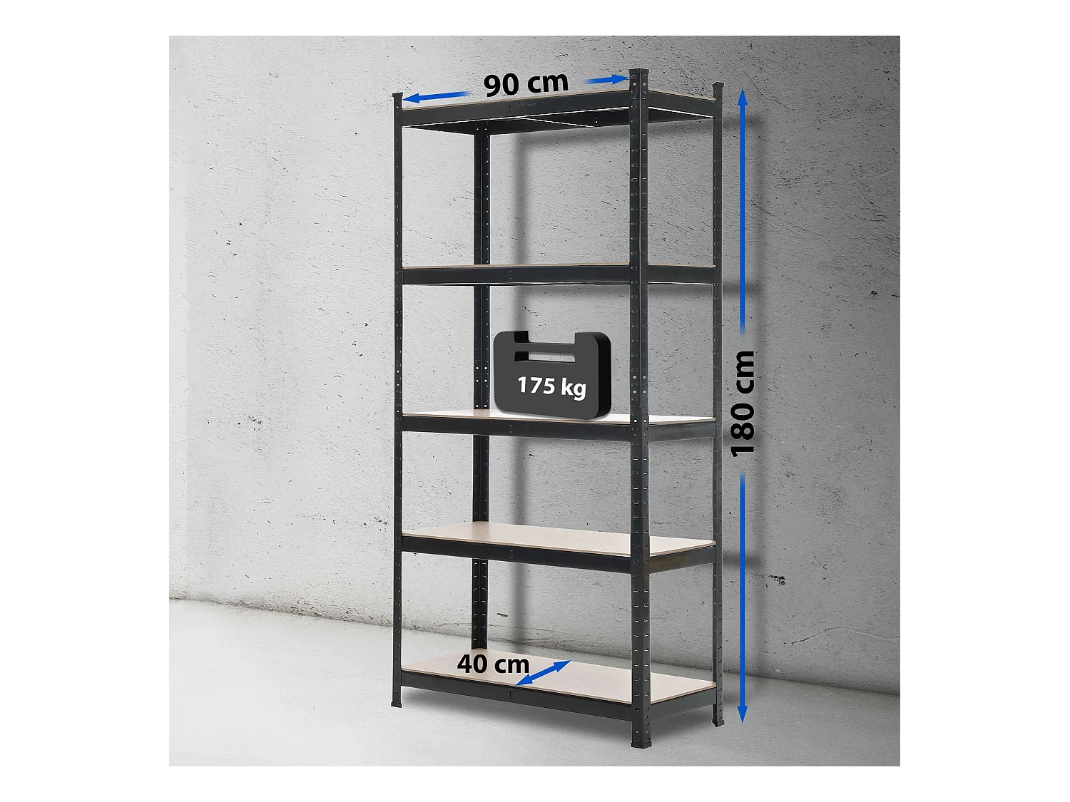 Insteekbare plank - Metaal - 90x40x180 cm - zwart -