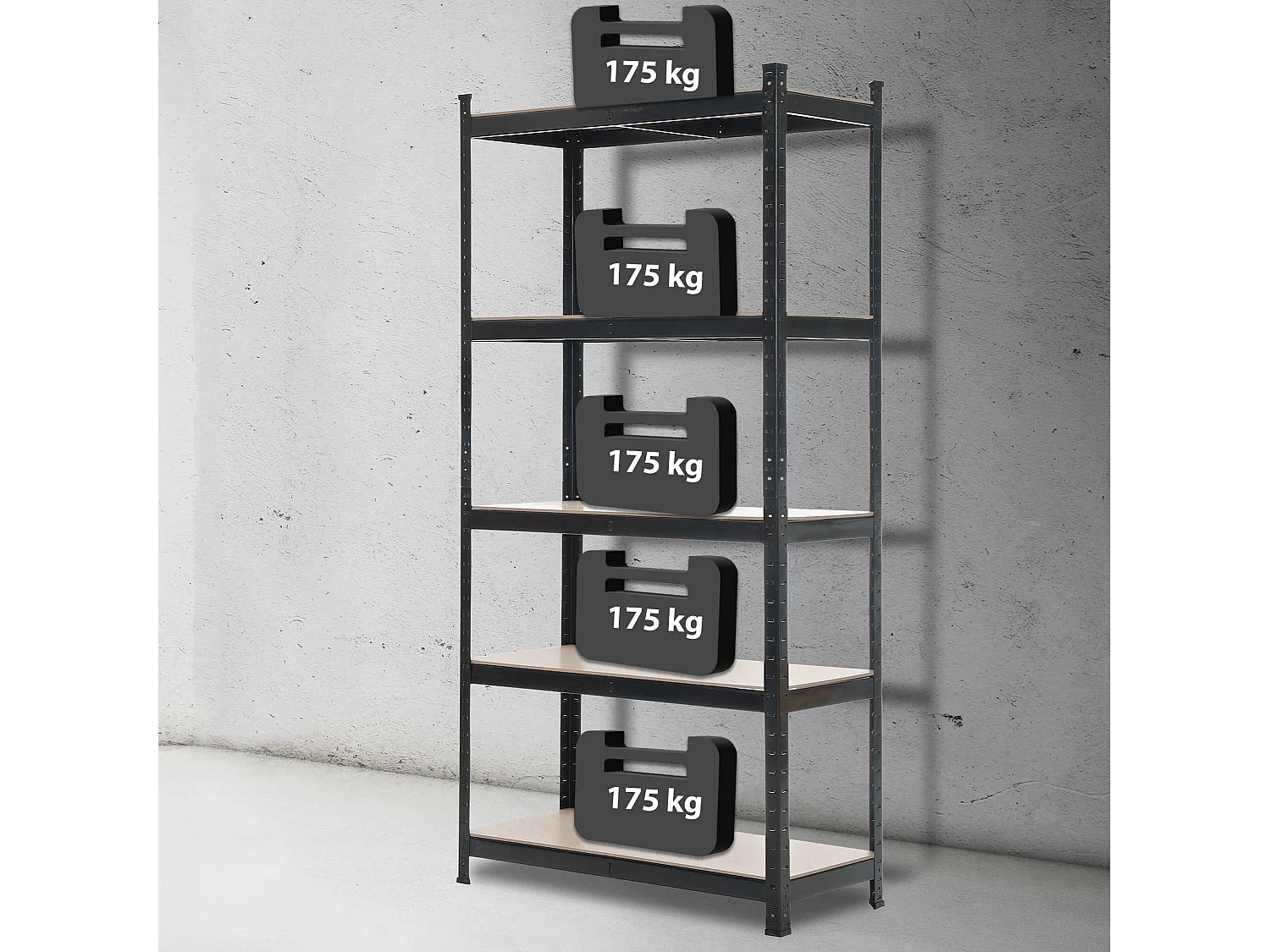 Étagère enfichable - Métal - 90x40x180 cm - Noir -