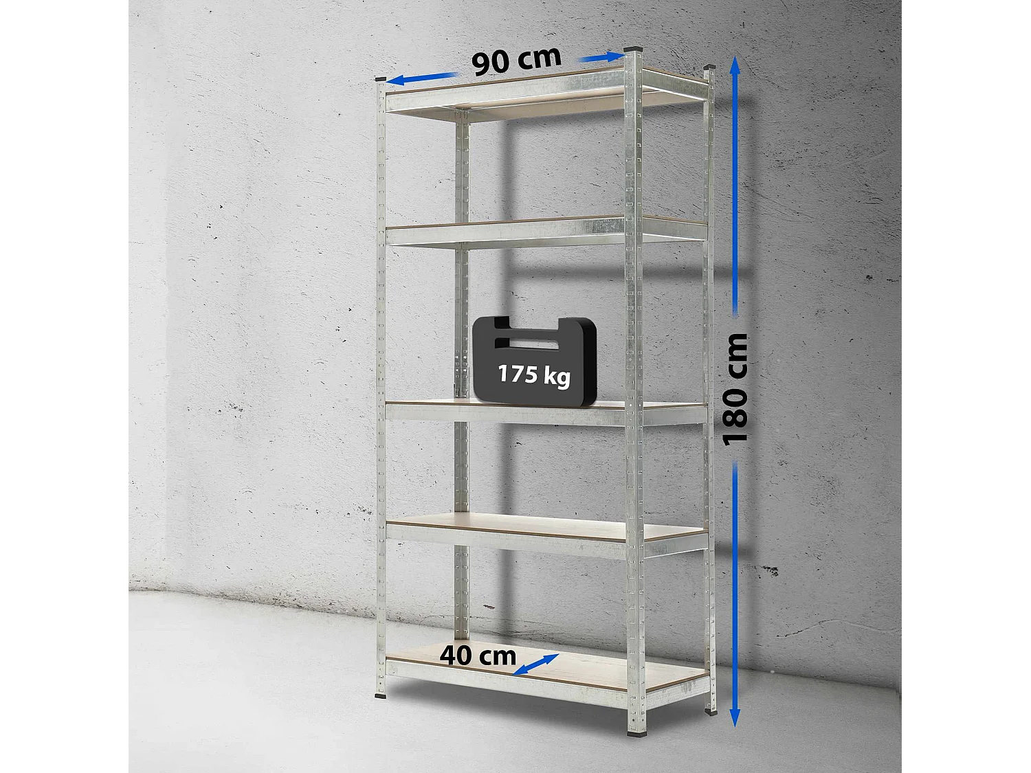 Étagère enfichable - Métal - 90x40x180 cm - Argent -