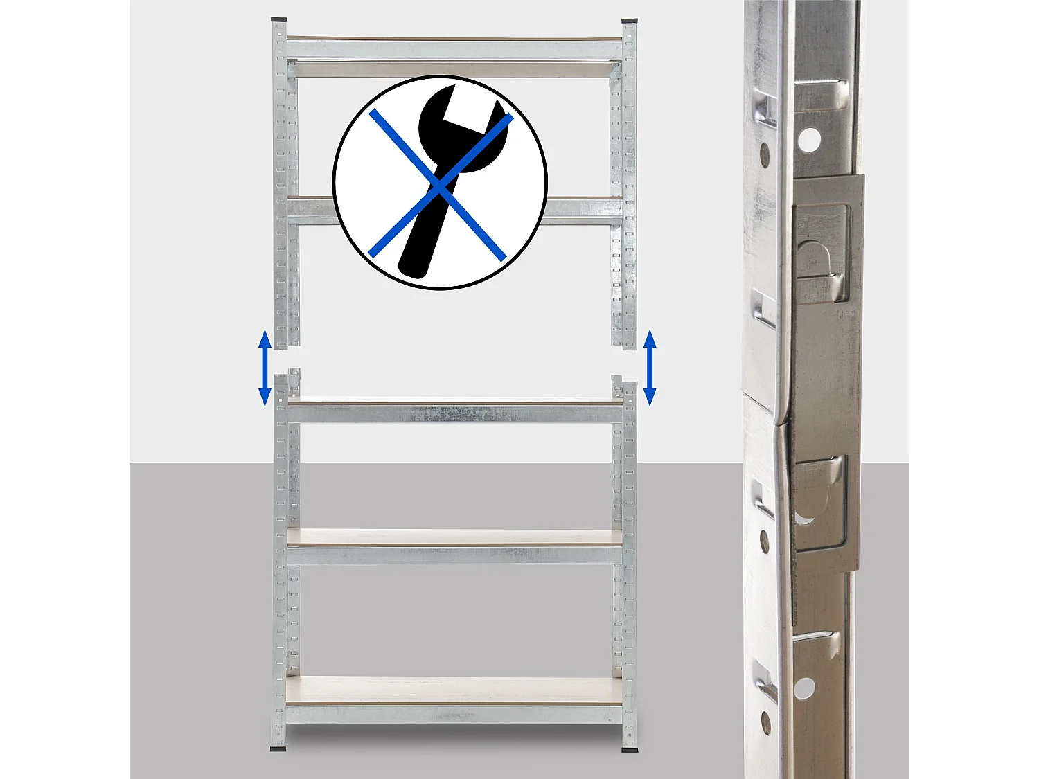 Étagère enfichable - Métal - 90x40x180 cm - Argent -