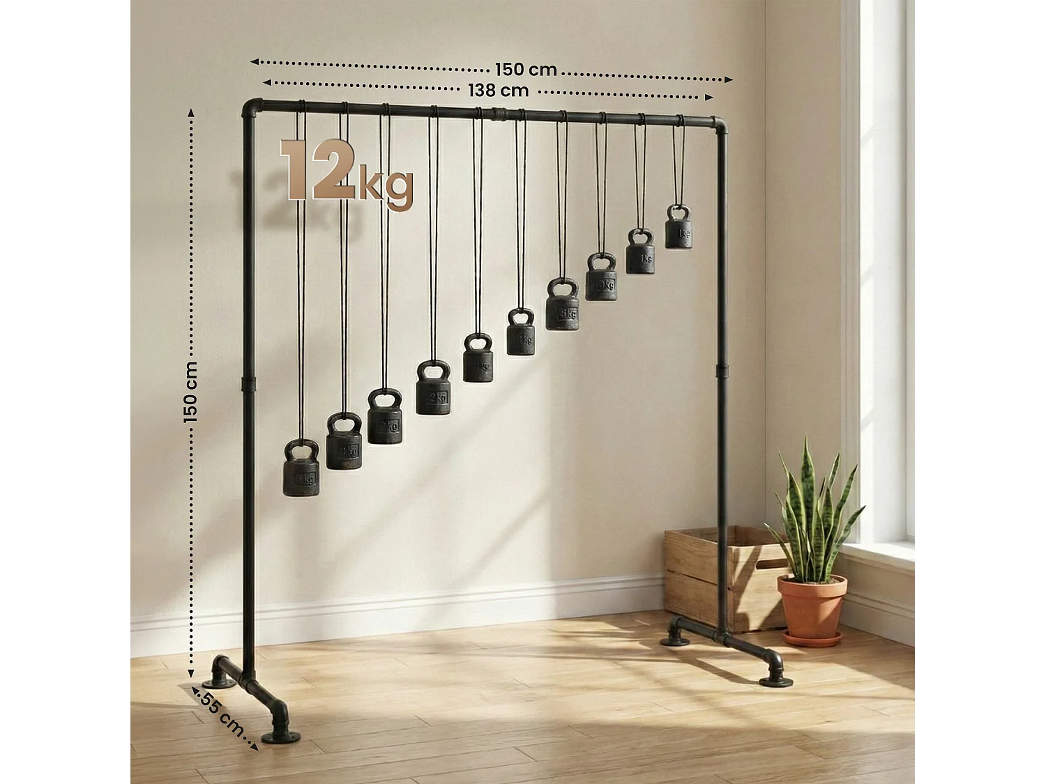 Portant à vêtement - Métal - 150 cm - Noir - Jersey