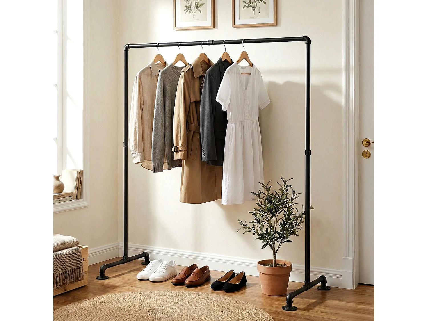 Portant à vêtement - Métal - 150 cm - Noir - Jersey