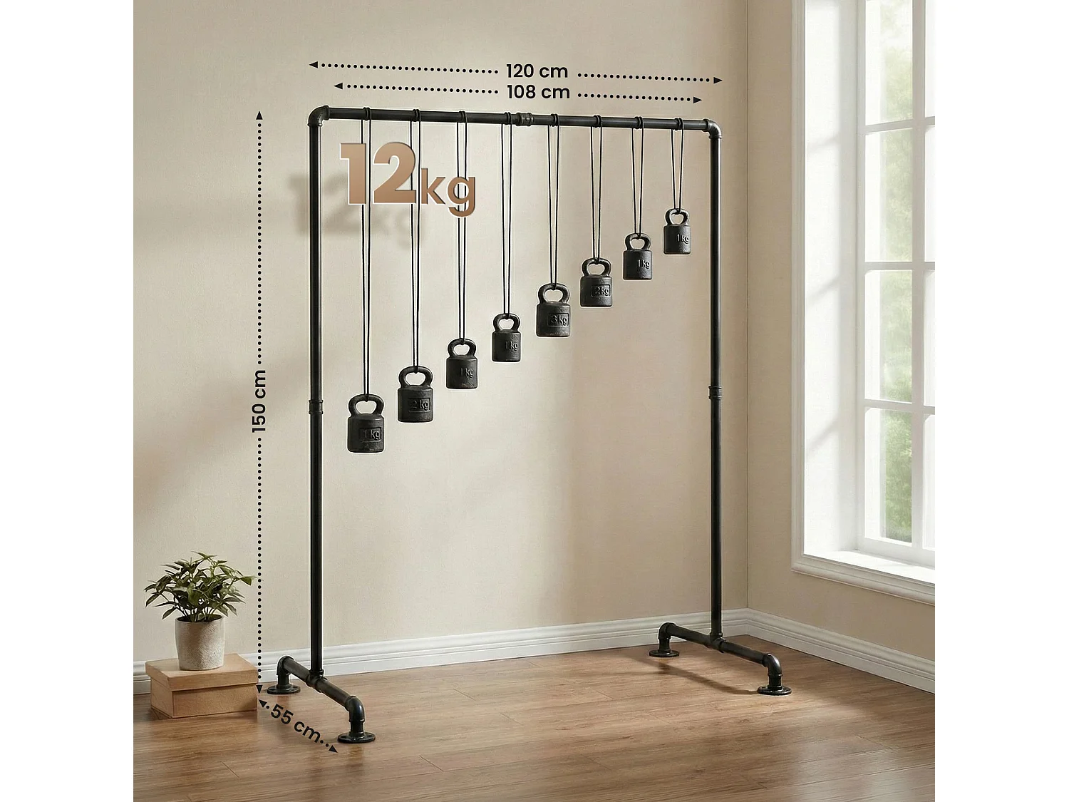 Portant à vêtement - Métal - 120 cm - Noir - Jersey