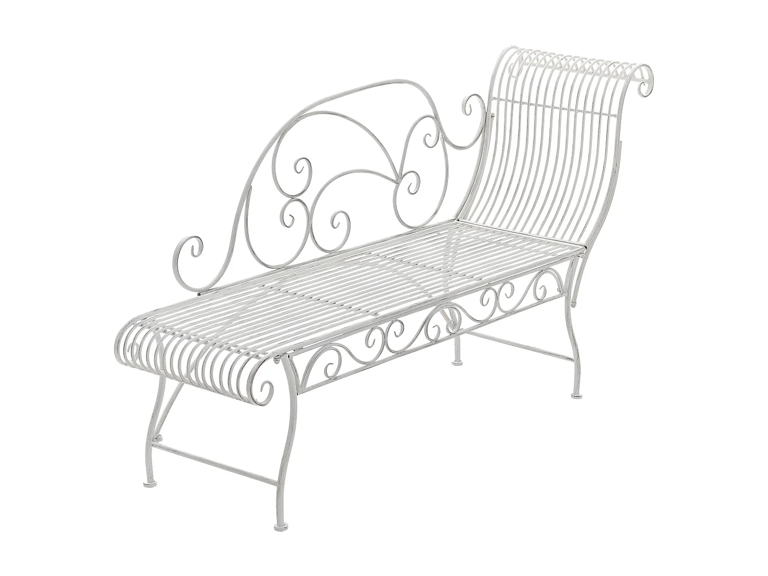 Chaise longue de jardin - Métal - Blanc antique - Karma