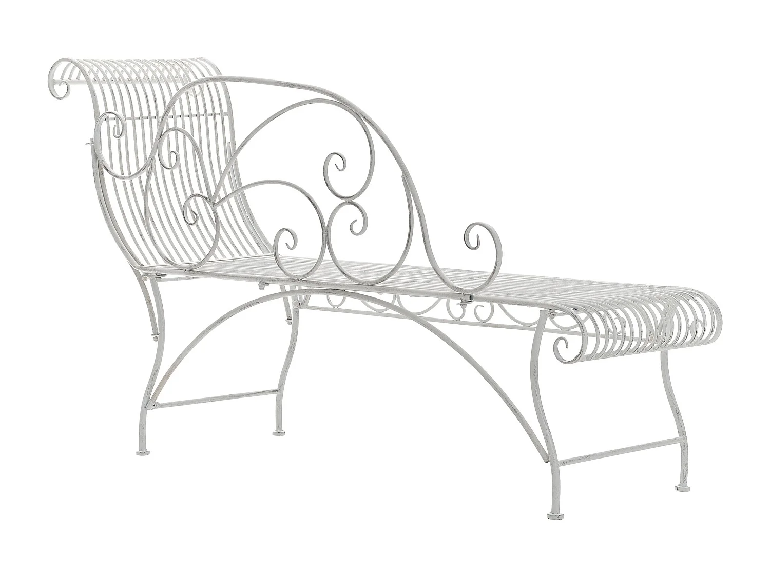 Chaise longue de jardin - Métal - Blanc antique - Karma